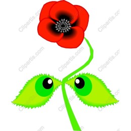 Whimsical Red Flower with Playful Eyes