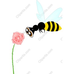Whimsical Bee & Pink Rose