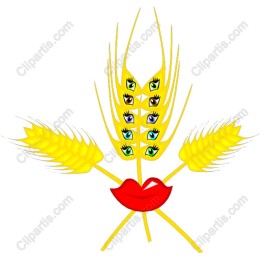 Whimsical Golden Wheat with Eyes and Lips