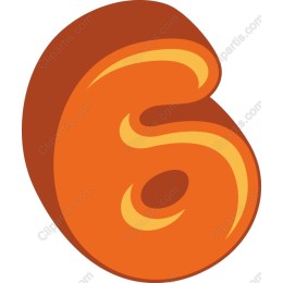 Playful Orange Number Six