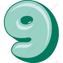 Turquoise Playful Number 9