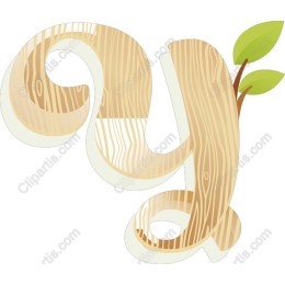Wooden Letter 'Y' with Green Leaf