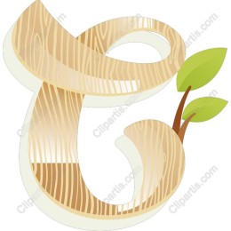Wooden Letter C with Green Leaves