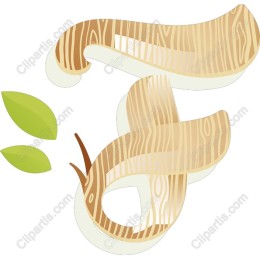 Wooden Ribbon with Green Leaves
