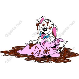Whimsical Dalmatian and Piglet