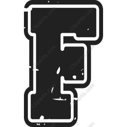 Vintage Letter F - Distressed Black