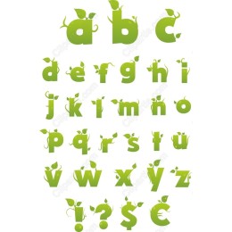 Green Leaves Alphabet Set - Nature-Inspired Clipart Bundle