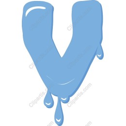 Vibrant Dripping Blue Letter V
