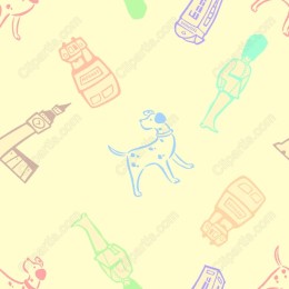 Charming London Landmarks and Dog Pattern