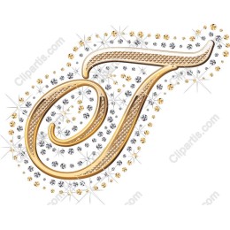 Ornamental Letter T with Gold and Silver Details