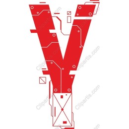 Red Circuit 'Y' for Tech Projects