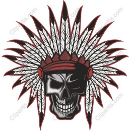 Fierce Skull with Native American Headdress