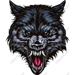 Fierce Snarling Wolf Head