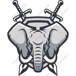 Majestic Elephant Shield with Swords