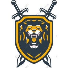 Fierce Lion Emblem with Swords