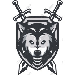Fierce Wolf Emblem with Swords