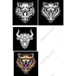 Fierce Animal Collection - Roaring Tiger, Menacing Bear & Powerful Bull