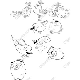 Whimsical Cartoon Bird & Pig Collection