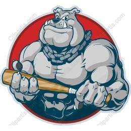 Muscular Bulldog with Baseball Bat