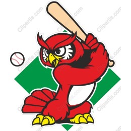 Energetic Red Owl Ready to Swing Clipart