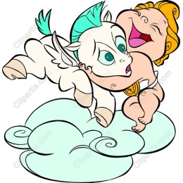 Whimsical Baby and Winged Pony