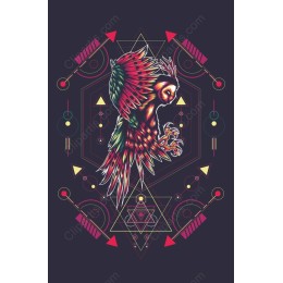 Vibrant Owl with Geometric