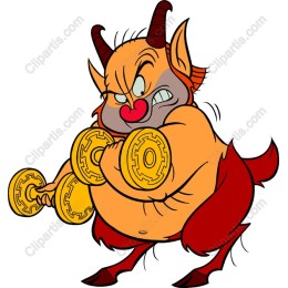 Cartoon Devil Weightlifter
