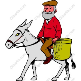 Elderly Man Riding Donkey