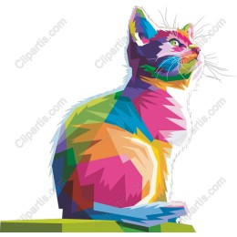 Vibrant Geometric Cat