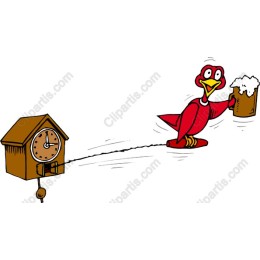 Whimsical Red Bird with Beer Mug