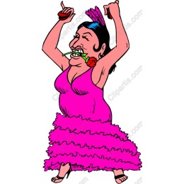 Vibrant Celebratory Woman in Pink Dress