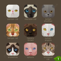 Charming Cat Icons Set