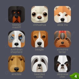 Dog Breed Icons Set