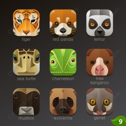 Cute Animal Icon Set - 9 Unique