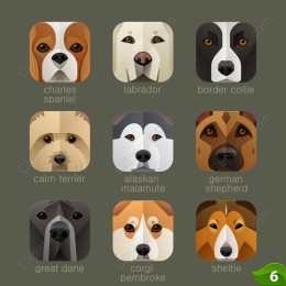  Dog Breed Icons Set