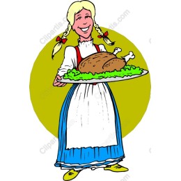 Cheerful Woman Serving Roasted Turkey