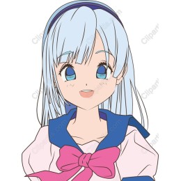 Cheerful Blue-Haired Character