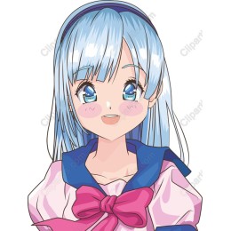 Cheerful Blue-Haired Girl
