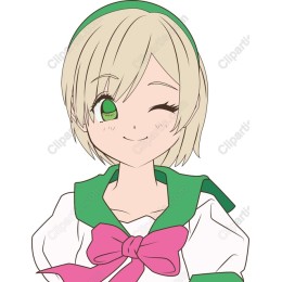 Cheerful Character with Green Bow