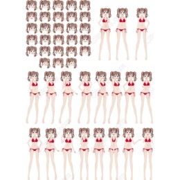 Adorable Red Bikini Character Clipart Set