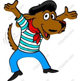 Cheerful Dog Character in Stripes