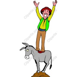 Cheerful Cowboy on Donkey