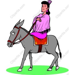 Whimsical Woman on a Donkey