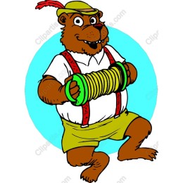 Cheerful Bear Playing Accordion