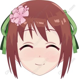 Cheerful Anime Character with Flower and Ribbons