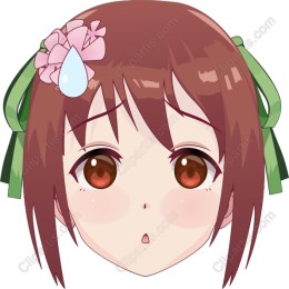 Cute Anime Girl with Brown Eyes and Floral Hair Accessory