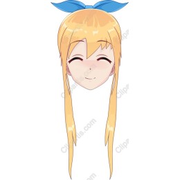 Smiling Blonde Character with Blue Bow