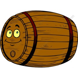 Cheerful Cartoon Wooden Barrel