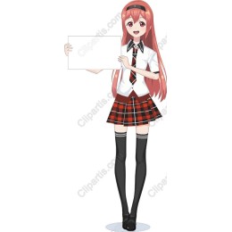 Cheerful Anime Character with Blank Sign