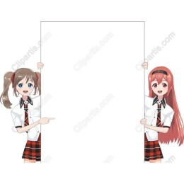 Anime Girls Holding a Blank Banner